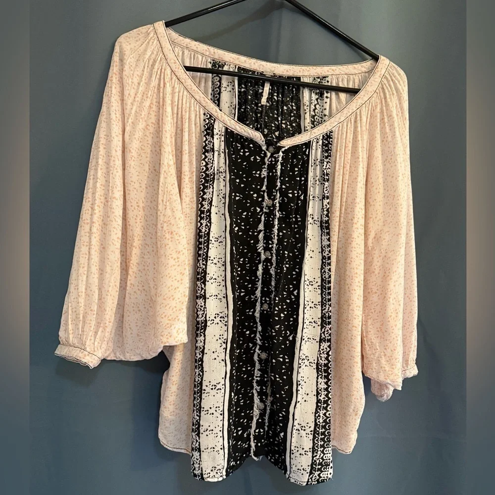 Free People Multicolor Batik Prairie Blouse | XS | Button Front